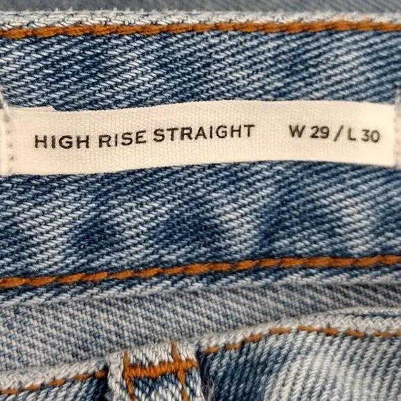 Cleo + Wolf Patchwork Distressed Light-Wash High-Rise Straight Jeans Women's 29 - Picture 11 of 15